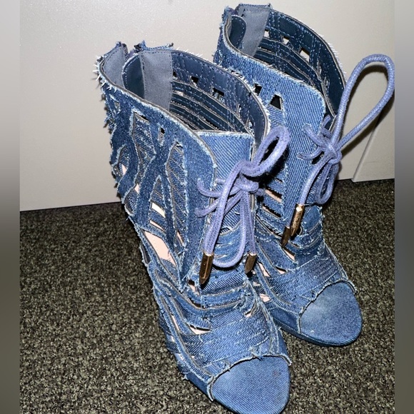 Denim Caged heels - Picture 1 of 4
